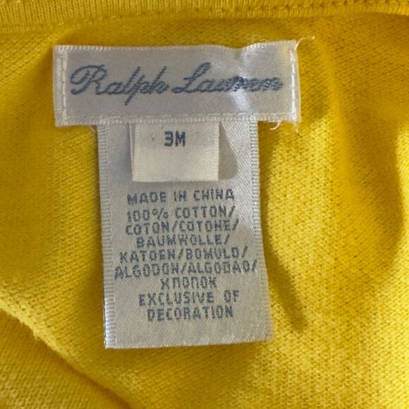 Polo Ralph Lauren Yellow Baby Cotton Romper Size 3 Months - Picture 3 of 6